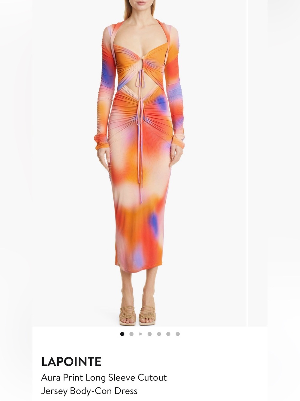LA POINTE Multicolor Cutout Midi Dress with Long Sleeves